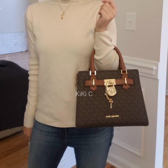 Michael Kors Hamilton Small Logo Satchel Brown 35F1GHMS1B - Picture 13 of 17